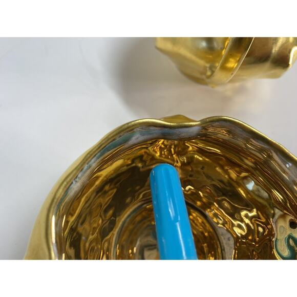 Antique RC Moliere Bavaria Porcelain Gold Creamer Sugar Set Signed 1891-1906 - Picture 4 of 11